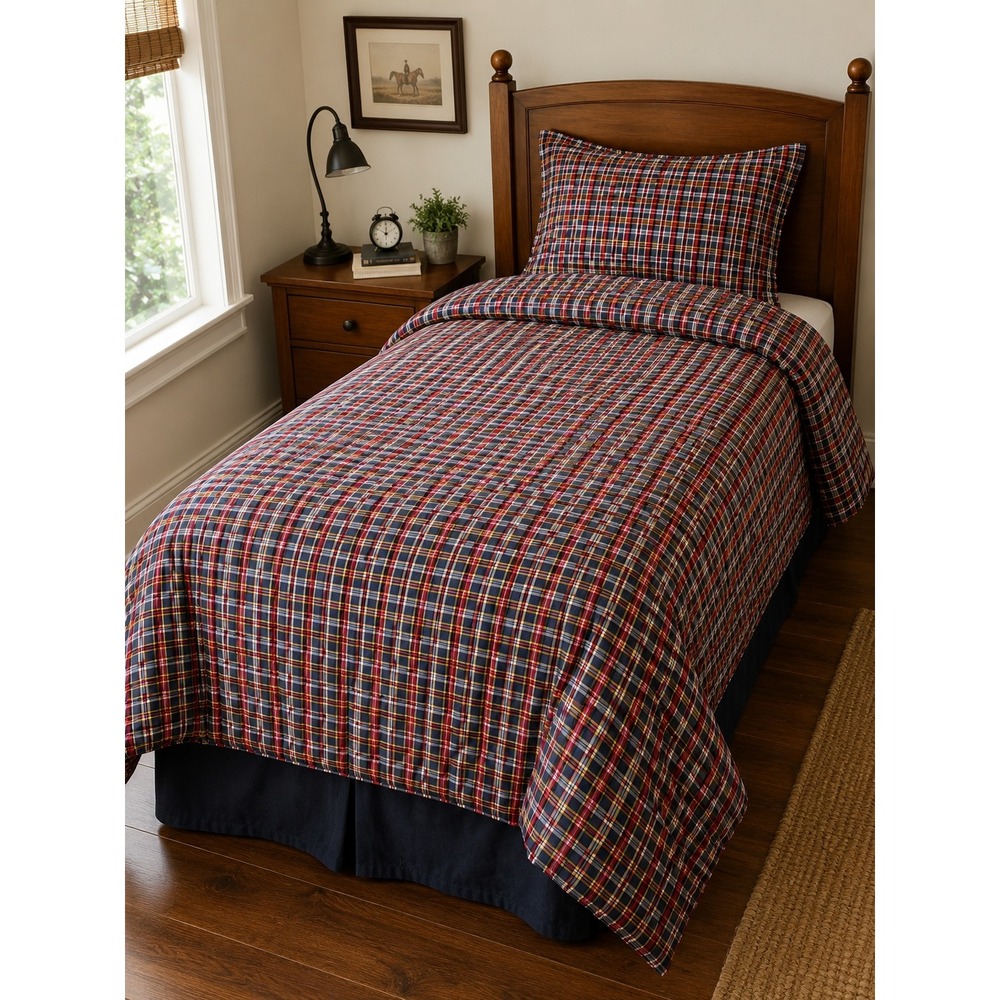 Vintage Ralph Lauren Home Kennebunkport Madras Twin Comforter USA Plaid Cotton